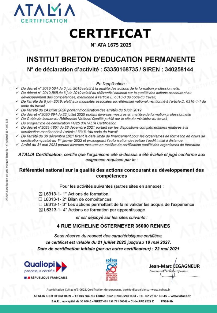 CERTIFICAT QUALIOPI IBEP