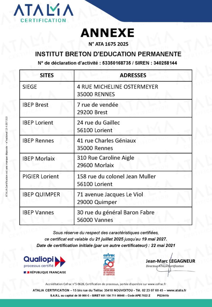 CERTIFICAT QUALIOPI IBEP 2 